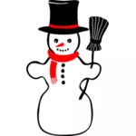 Image vectorielle de bonhomme de neige rétro avec le manche à balai