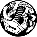 Weißen String Instrument Emblem Vektor Zeichnung