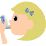 Grafika wektorowa młodej dziewczyny za pomocą sprayu astmy