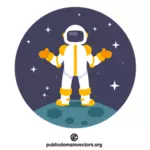 Astronauta em pé na Lua
