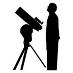 Amatérský astronom silueta vektorový obrázek