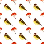 पक्षी और pome निर्बाध पैटर्न वेक्टर चित्रण