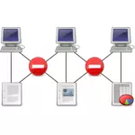 Vektorový obrázek počítačových sítí před Interet