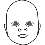 श्वेत और श्याम में बेबी सिर वेक्टर क्लिप आर्ट
