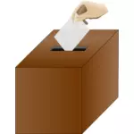 हाथ एक मतदान पत्र में डाल के साथ मतदान बॉक्स के सदिश ग्राफिक्स