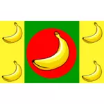 Vector clip art of banana flag with five fruits