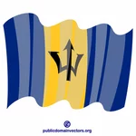 Machając flagą Barbadosu