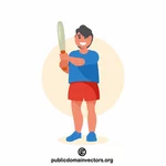 Pojke med ett basebollträ