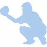 בתמונה וקטורית צללית כריעה שחקן בייסבול
