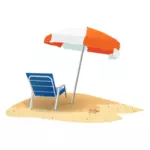 Playa silla y sombrilla vector de la imagen