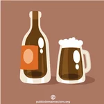 Flasche und ein Pint Bier
