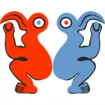 Vektorgrafikk utklipp av røde og blå Eastern Island fugl mann