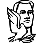 Illustration vectorielle de femme et de la colombe