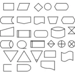 Vector de la imagen de los iconos de diagrama de flujo de datos
