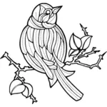 Vector image of a bird with embroidery pattern
