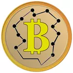 Keltaisen Bitcoinin kolikko