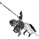 Vector de desen de Cavaler negru cu armura
