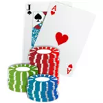 Ilustraţie vectorială casino chips-uri carduri de poker