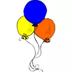 Blaue orange und gelbe Ballons