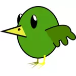 Gráficos de vector de dibujos animados del pájaro verde