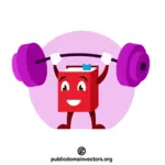 Book character exercising with a barbell