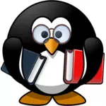 Pingüino con libros de texto vector de la imagen