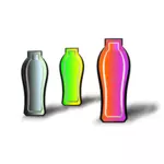 Ilustracja wektorowa trzech różnych napojów kolorowych pojemników