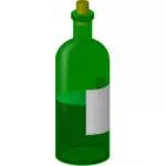 Green bottle with label vector