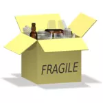 Immagine vettoriale della scatola piena di oggetti fragili