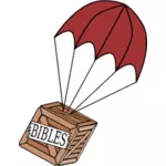 Dibujo de entrega del paracaídas del cuadro de Biblias vectorial