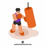 Boxer frappant un sac de frappe