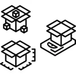 Ícones de instrução de embalagem desenho de vetor