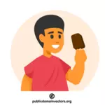 Garçon mangeant du popsicle