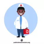 Băiat care joacă rolul unui doctor