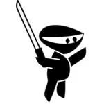 Ninja karakter siluet vektör görüntü