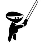 Ninja siluet siyah vektör küçük resim