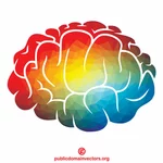 Silhouette of human brain color pattern