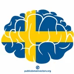 Het silhouet Zweedse vlag van hersenen