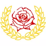 Rose rouge dans laurel wreath vector clipart