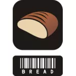 バーコードとパンの 2 ピースのステッカーの描画ベクトル