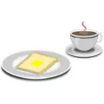Ilustraţie vectorială de cafea şi pâine prăjită servire