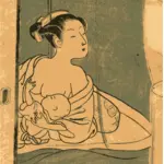 Madre che allatta al seno colorata