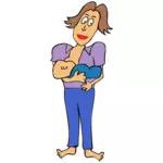 Poitrine mère alimentation Image de dessin animé