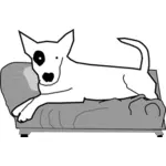 Vector graphics of bullterrier on the bed