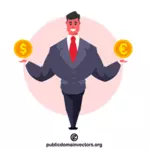 Businessman holding coins
