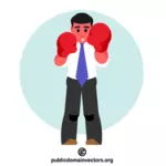 Om de afaceri purtând mănuși de box