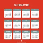ベクトル形式のカレンダー 2016 年
