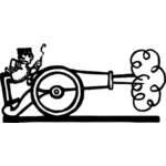 Soldier firing a cannon vector drawing