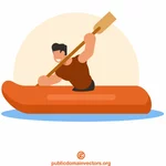 Rowing in a canoe