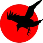 Raven atas bulan merah vektor gambar